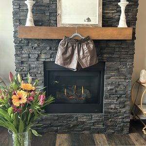 Gorgeous, chocolate brown, faux, leather shorts